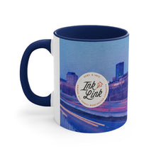 Load image into Gallery viewer, Manchester Night Skyline Ink Link Accent Coffee Mug, 11oz

