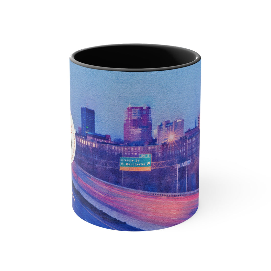 Manchester Night Skyline Ink Link Accent Coffee Mug, 11oz